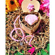 Load image into Gallery viewer, Heart Crystal Stone Natural Rhodochrosite Puffy Hearts Healing Love Crystal Gemstone Palm Stone Rose Quartz Necklace Sevenzings
