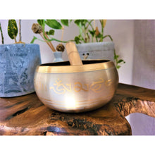 Load image into Gallery viewer, Grey Tibetan Mantra Singing Bowl with Engraved Buddha &amp; Motifs - sevenzings
