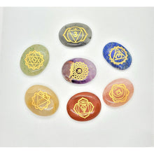 Load image into Gallery viewer, Healing Palm Stones Crystal Chakra Stones with Selenite Plate - sevenzings
