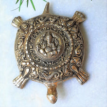 Load image into Gallery viewer, Brass Tortoise Statue feng shui Vastu Lord Ganesha Engraved
