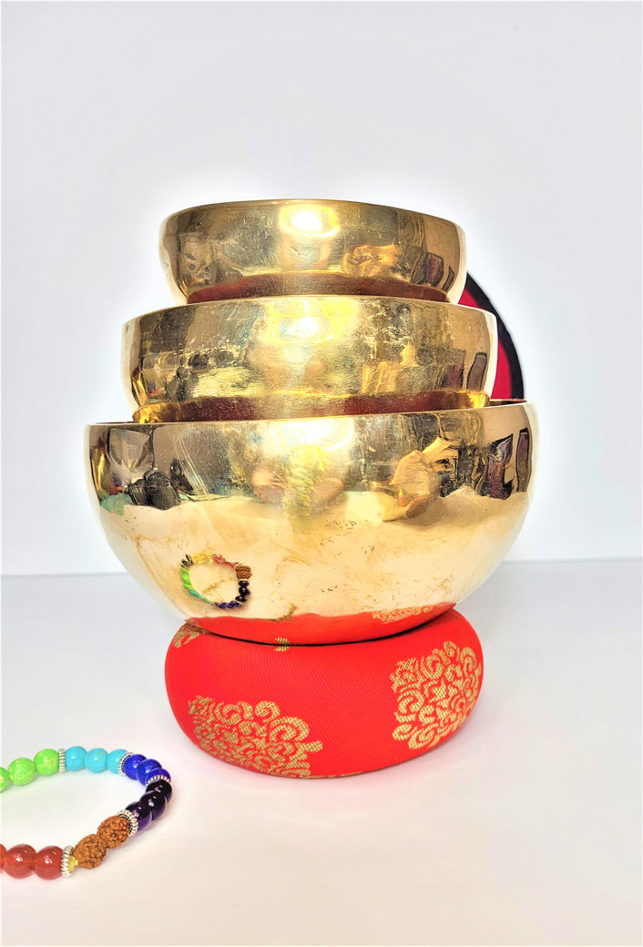 Custom| Authentic Tibetan Hand Beaten Singing Bowl Set