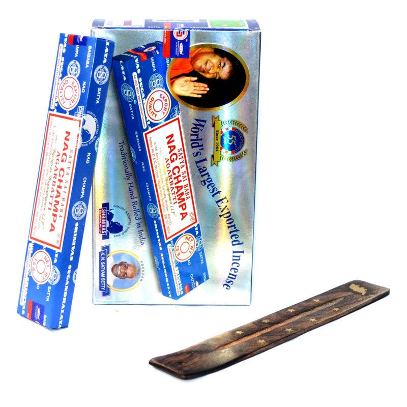 Authentic Satya Sai Baba Nag Champa Incense - Pack of 12 - 15 gm each (Total 180 Hand Rolled Meditation Incense Sticks) - sevenzings