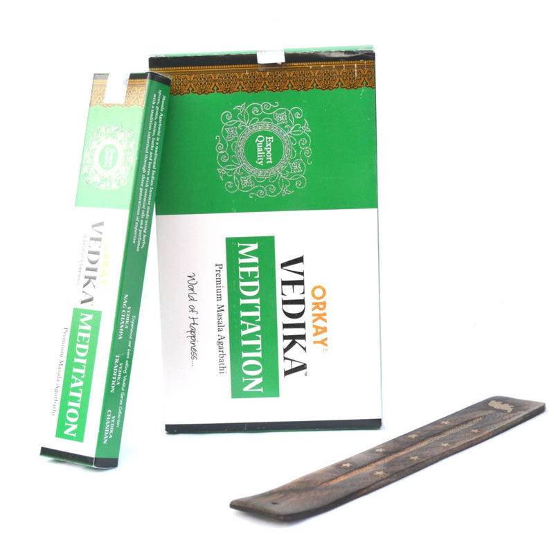 Orkay VediKa Natural Meditation Incense - Pack of 12 - 15 gm each (Total 180 meditation Incense sticks) - sevenzings