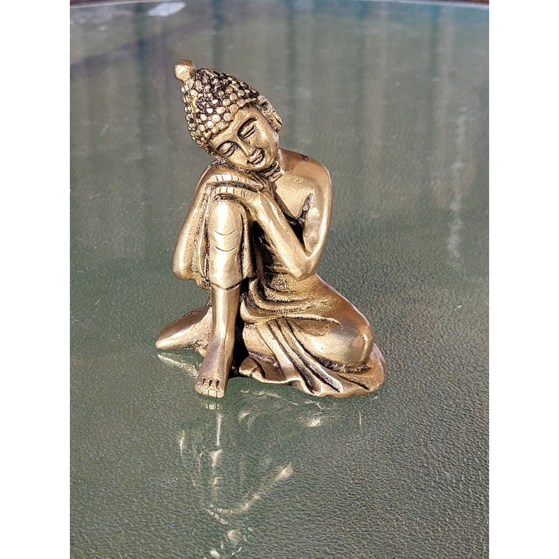 Brass Buddha Statue - 4" Buddha Figurine Idol Sculpture - sevenzings