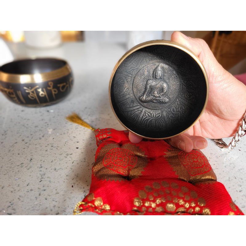Black Mantra Singing Bowl Meditation - Tibetan Yoga Reiki Mindfulness Healing Sound Bowl - sevenzings