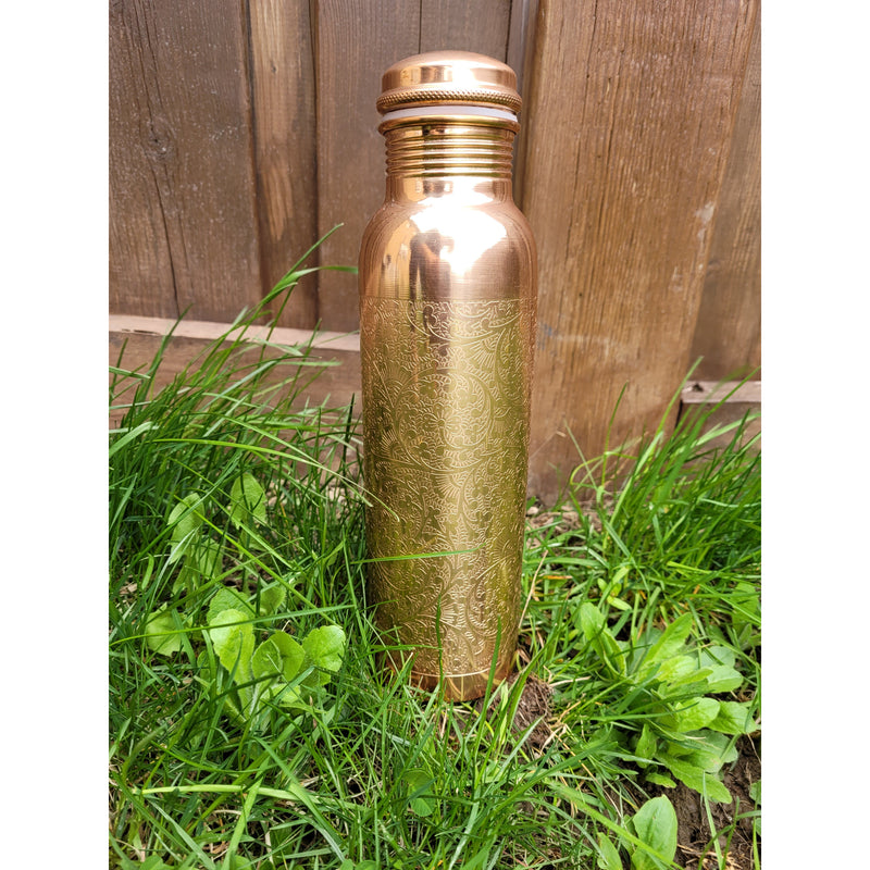 Copper Bottle - 1000 ml Water Bottle Self Care Healthy Living Wellness Yoga Bottle - sevenzings