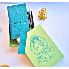 Buddha Leather Journal Set Diary Gift Box Travel Journaling - sevenzings