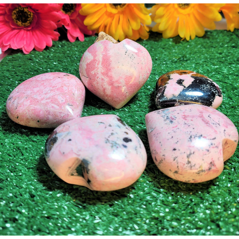 Large Heart Crystal Stone Natural Rhodochrosite Crystal Puffy Hearts Healing Love Crystal Gemstone Palm Stone Cluster Love Stone Sevenzings 