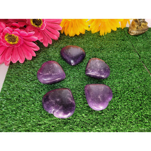 Natural Lepidolite Stone Healing Heart Crystal Gemstone Palm Stone Large Heart Reiki Energy Infused Healing Crystals - sevenzings