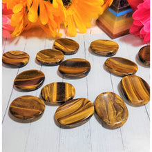 Load image into Gallery viewer, Tiger Eye Worry Stone Palm Stone Thumb Stone Reiki Energy Infused Healing Crystals Pocket Stone Sevenzings