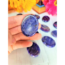 Load image into Gallery viewer, Sodalite Worry Stone Palm Stone Thumb Stone Reiki Energy Booster Healing Crystals Pocket Soothing Peace tone Sevenzings 
