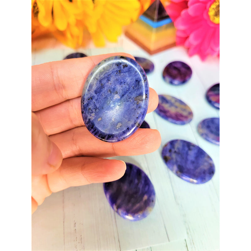 Sodalite Worry Stone Palm Stone Thumb Stone Reiki Energy Booster Healing Crystals Pocket Soothing Peace tone Sevenzings 