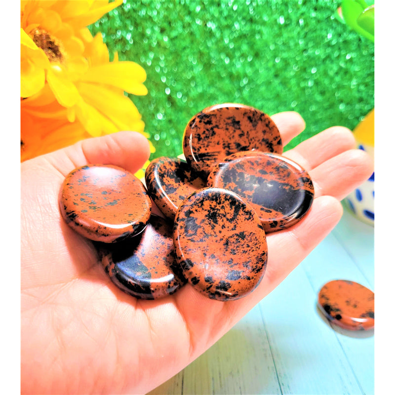 Worry Stone Palm Stone Thumb Stone Mahogany Obsidian Reiki Energy Booster Healing Crystals Pocket Soothing Protection Stone Sevenzings