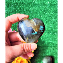 Load image into Gallery viewer, Heart Crystal Puffy Large Crystal Natural Labradorite Stone Healing Love Crystal Gemstone Palm Stone Cluster Love Stone Sevenzings
