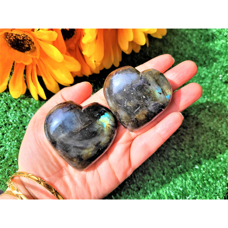 Heart Crystal Puffy Large Crystal Natural Labradorite Stone Healing Love Crystal Gemstone Palm Stone Cluster Love Stone Sevenzings