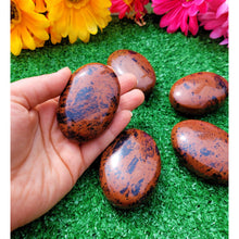 Load image into Gallery viewer, Crystal Palm Stone Mahogany Obsidian Pocket Stone Power Stone Energy Booster Healing Crystals Worry Stone Protection Stone Sevenzings
