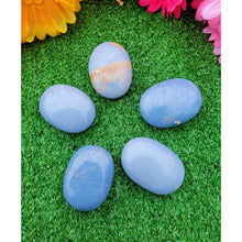 Load image into Gallery viewer, Crystal Palm Stone Angelite Pocket Stone Spiritual Stone Healing Crystals Worry Stone Protection Stone Sevenzings