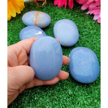 Load image into Gallery viewer, Crystal Palm Stone Angelite Pocket Stone Spiritual Stone Healing Crystals Worry Stone Protection Stone Sevenzings