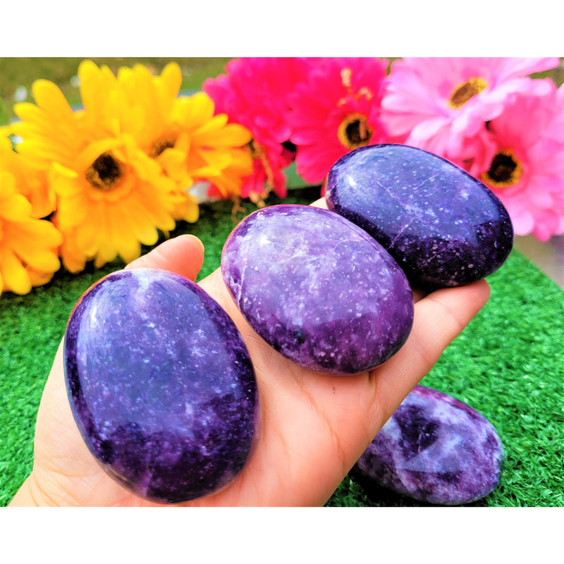 Crystal Palm Stone Lepidolite Pocket Stone Spiritual Stone Healing Crystals Worry Emotions Balancing Stone Sevenzings