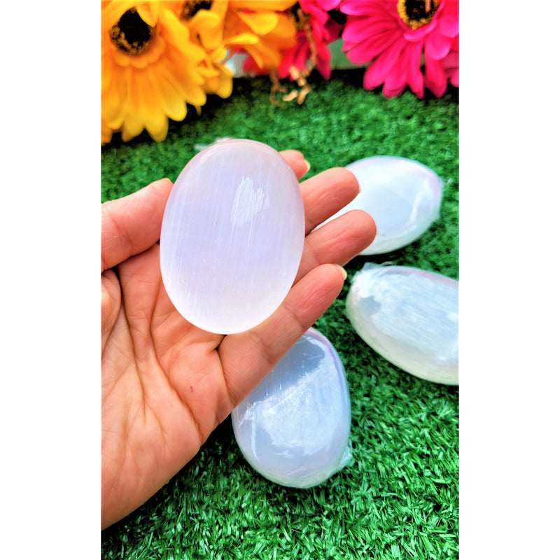 Crystal Palm Stone Selenite Pocket Stone Power Stone Energy Booster Healing Crystals Worry Stone Protection Stone Sevenzings