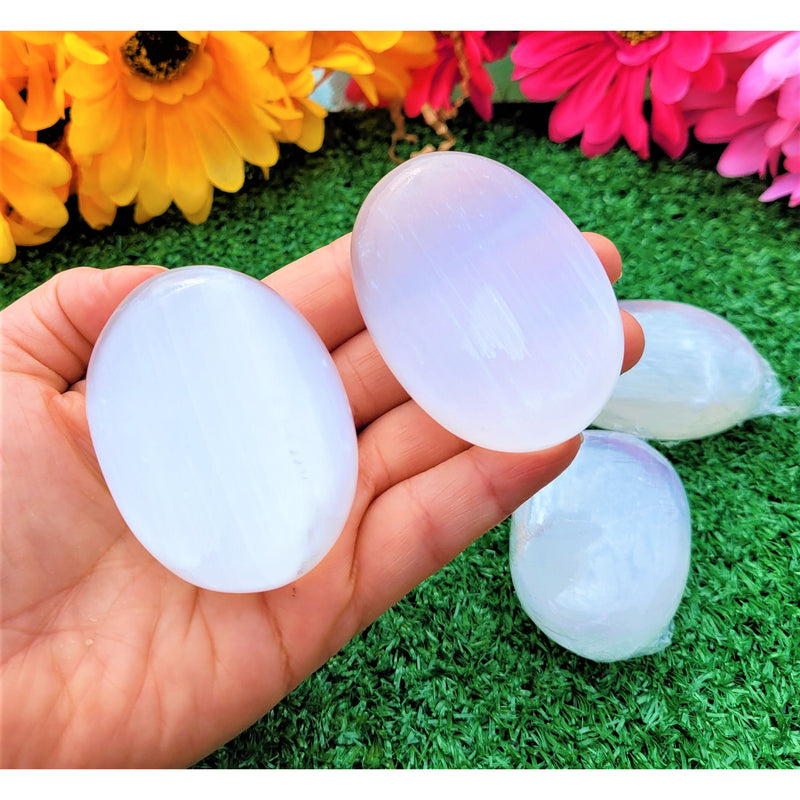 Crystal Palm Stone Selenite Pocket Stone Power Stone Energy Booster Healing Crystals Worry Stone Protection Stone Sevenzings