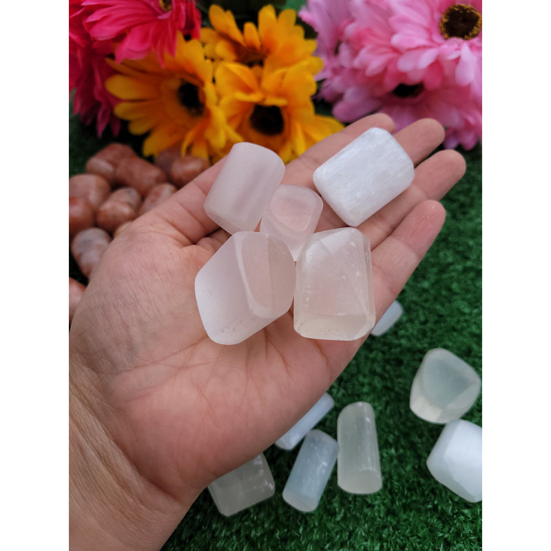Selenite Crystal Tumbled Stones Tumbled Gemstone Healing Crystals Chakra Balancing Energy Booster Healing Tumbled Meditation Stone Sevenzings 