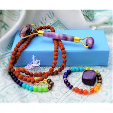 Load image into Gallery viewer, Amethyst Kit Facial Roller Crystal Beauty Gift Box Tumbled Stone Beaded Necklace Mala Bracelet - sevenzings
