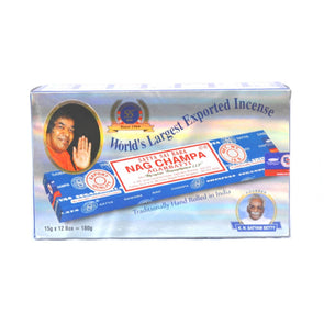 Authentic Satya Sai Baba Nag Champa Incense - Pack of 12 - 15 gm each (Total 180 Hand Rolled Meditation Incense Sticks) - sevenzings