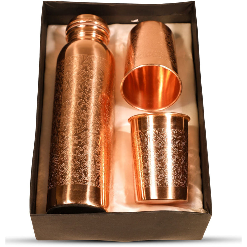 Copper Bottle Gift Set Water Bottle Wellness Healthy Living Gift - sevenzings