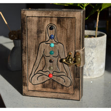 Load image into Gallery viewer, Leather Seven Chakra Journal Book with Latch - Handcrafted Meditation Diary _ Perfect Valentine&#39;s Day Gift - sevenzings
