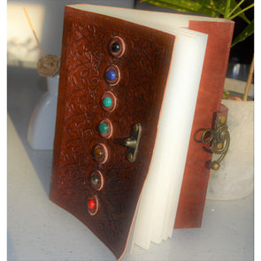 Leather Seven Chakra Journal Book with Latch - Yoga Meditation Everday Diary - sevenzings