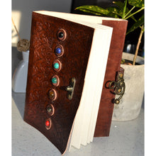 Load image into Gallery viewer, Leather Seven Chakra Journal Book with Latch - Yoga Meditation Everday Diary - sevenzings
