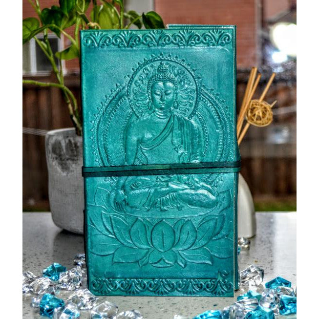Leather Journal Buddha Meditative Book - Handcrafted Meditation Diary - sevenzings