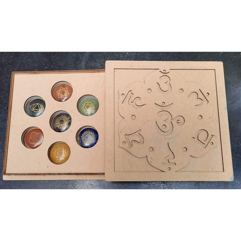 Healing Chakra Crystals Set - 7 Chakra Engraved stones Box Meditation Mindfulness Healing - sevenzings
