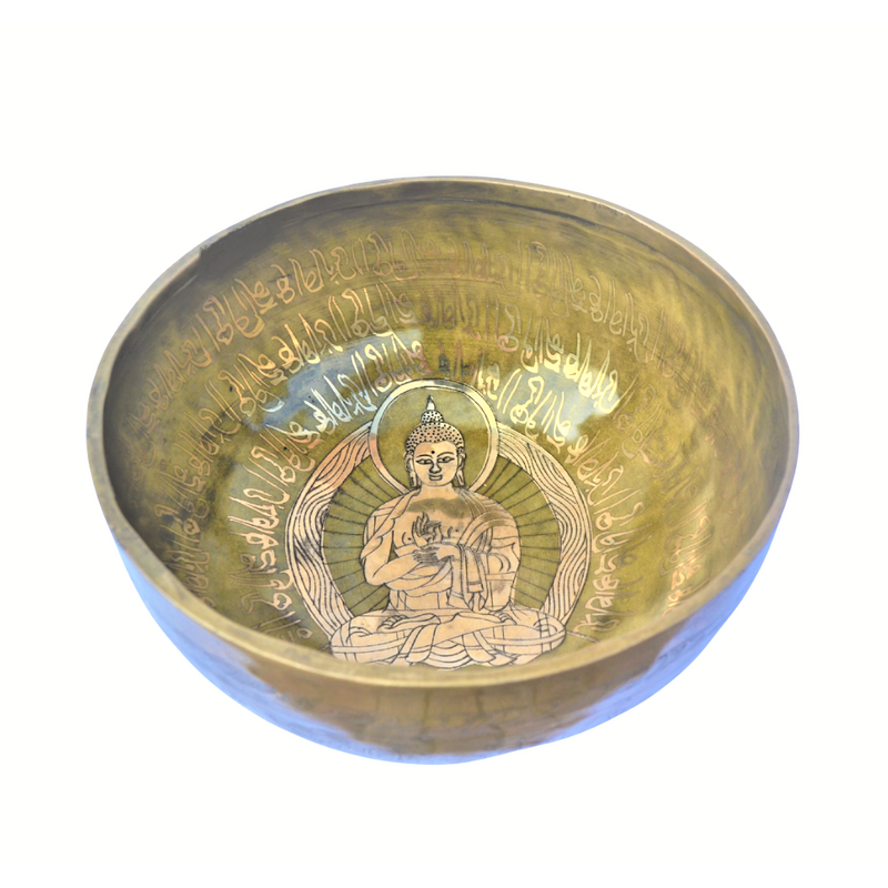 14" Hand Hammered Tibetan Singing Bowl Buddha Bowl - Meditation Mindfulness Sound therapy - sevenzings