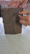 Load and play video in Gallery viewer, Leather Key Journal Book- Handcrafted Meditation Yoga Reiki Diary - sevenzings
