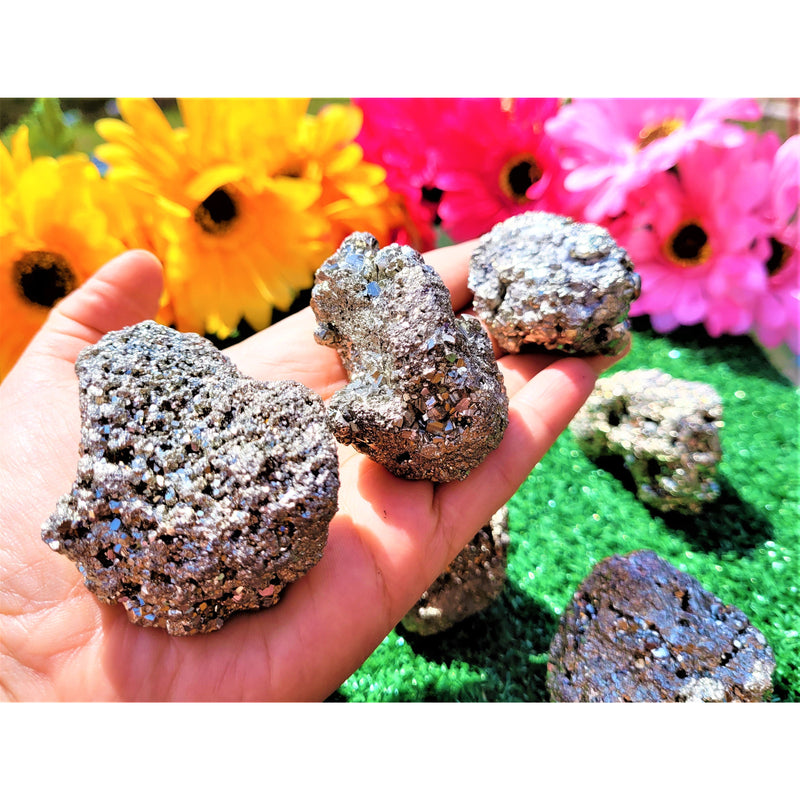 Pyrite Clusters Palm Stone Crystals Pocket Stone Protection Crystals for Prosperity Success Wealth Pyrite Raw Crystals Sevenzings