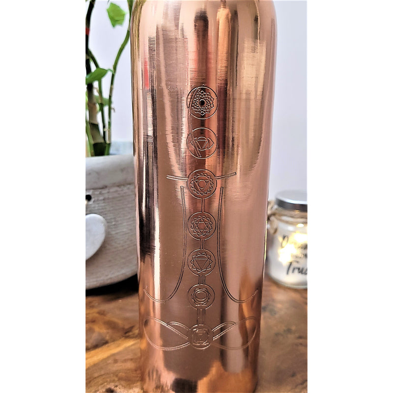 Unique Beautiful Handcrafted 7 Chakra with Yoga/Meditation Pose design Copper Bottle-sevenzings