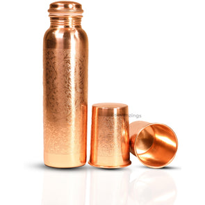 Copper Bottle Gift Set Water Bottle Wellness Healthy Living Gift - sevenzings