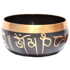 Authentic Tibetan Singing Bowl Set Black Engraved Mantra Sound Bowl Set - sevenzings