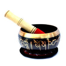 Load image into Gallery viewer, Authentic Tibetan Singing Bowl Set Black Engraved Mantra Sound Bowl Chakra Healing Bowl