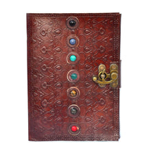 Load image into Gallery viewer, 7 Chakra Stone Leather Journal Set Gift Box Meditation Manifestation Journaling Set - sevenzings