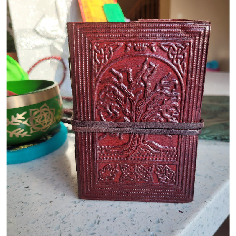Leather Pocket Journal Diary - Tree of Life Meditation Mindfulness Journaling Handcrafted Mindfulness Yoga Reiki Everyday Pocket Diary - sevenzings