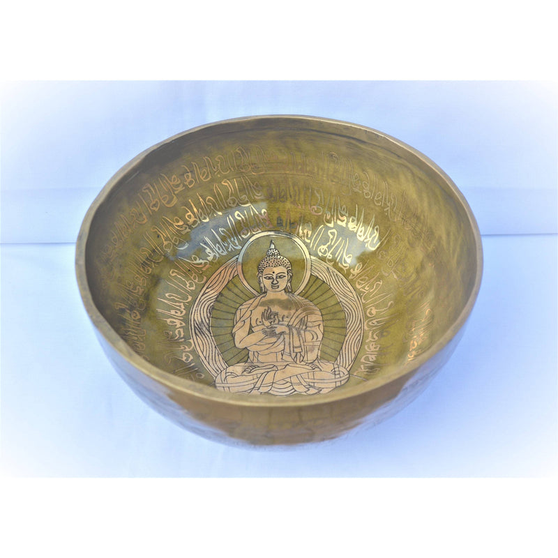 8" Buddha Etched Singing Bowl - Hand Beaten Deep Vibrations Sound Therapy Bowl - sevenzings