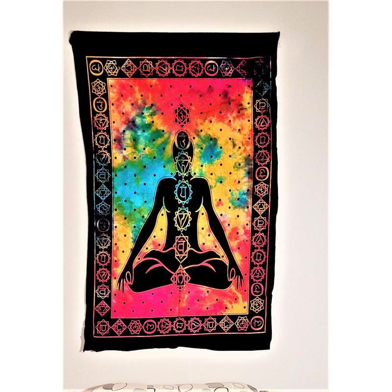 FAST SHIPPING Wall Decor 7 Chakra Tie Dye Meditation Tapestry Wall Art Hanging - Home Decor Mindfulness Home Office Yoga Pose Decor - sevenzings