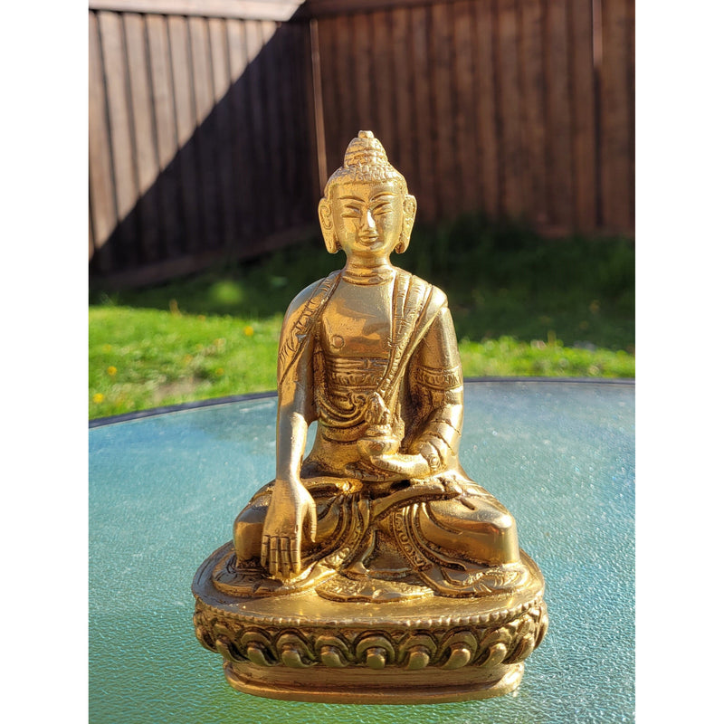 Buddha Statue Wall Art Meditation - 5" Medicine Buddha Figurine Idol Sculpture Calm Peaceful Home Decor Yoga Mindfulness Work Decor - sevenzings