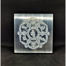 Load image into Gallery viewer, Engraved Chakra Healing Crystals Selenite Plate Palm Stones Energy stones - sevenzings