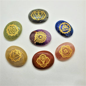 Engraved Chakra Healing Crystals Selenite Plate Palm Stones Energy stones - sevenzings
