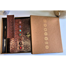 Load image into Gallery viewer, Christmas Gifts: Leather Chakra Crystal Journal Set Gift Box - sevenzings
