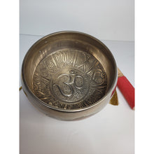Load image into Gallery viewer, Silver Om Tibetan Singing Bowls Meditation Yoga Healing Sound Therapy Bowl - OM &amp; Motifs Engraved Self Care